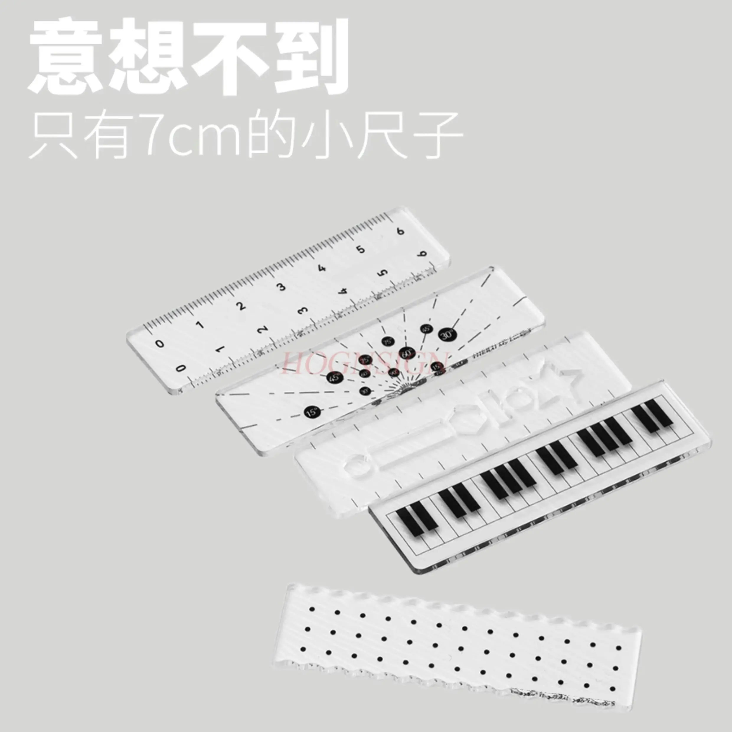 Regla de palma de 5 uds, cuaderno de color caramelo, mini escala, regla de onda transparente, regla recta