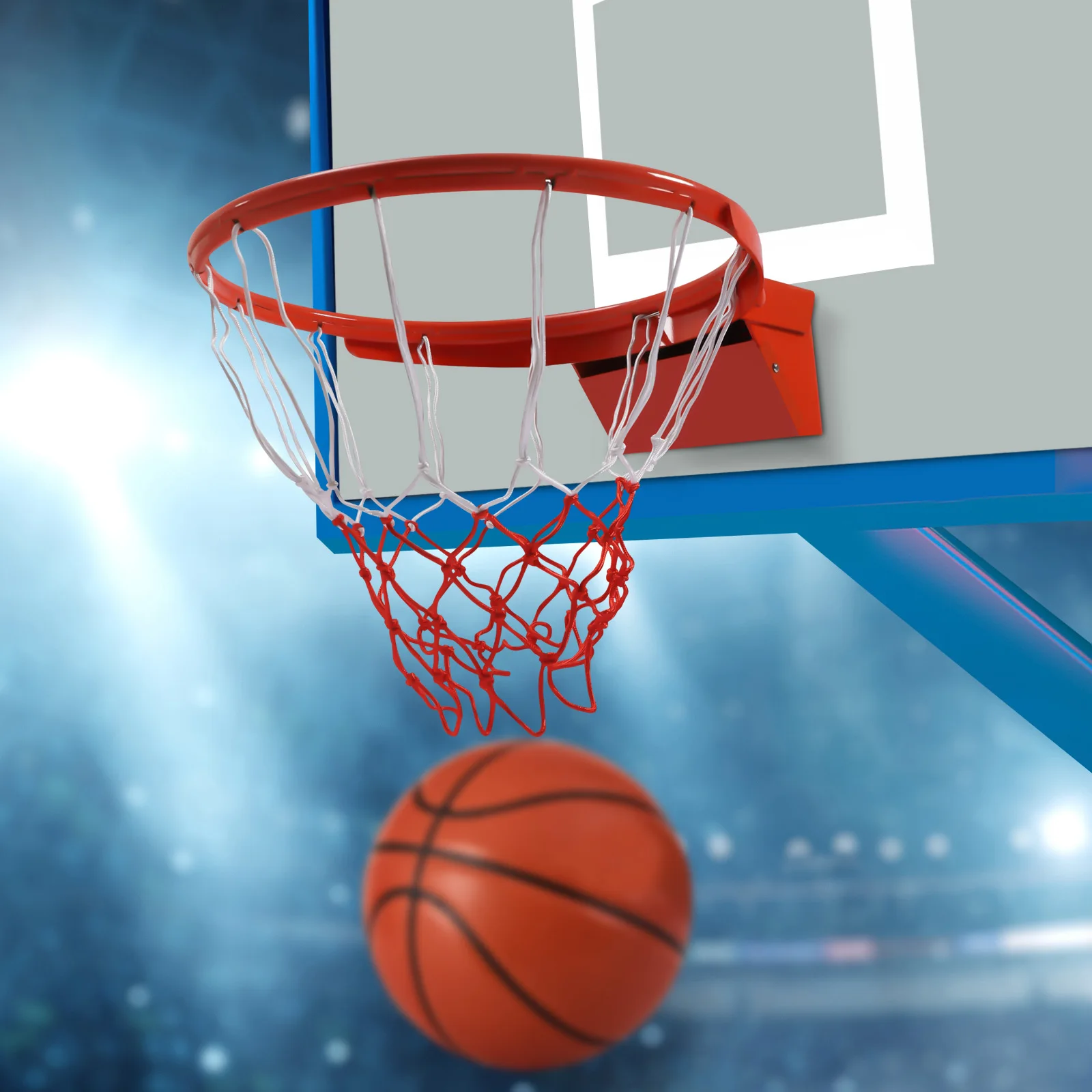 Basketball Rim, Heavy Duty Breakaway Wall Mounted Basketball Rim, 18 inch Three-Spring Flex Standard Rim with Nylon Net