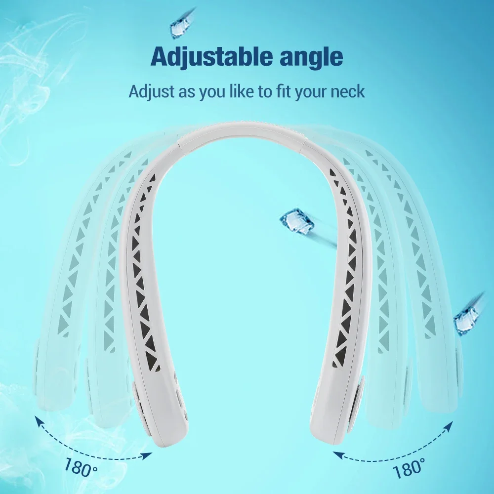 4000mAh  Mini Neck Mounted Fan Portable Bladeless Neck Rechargeable Air Cooler 3 Speed Mini Summer Sports Fan Outdoor Clip fan