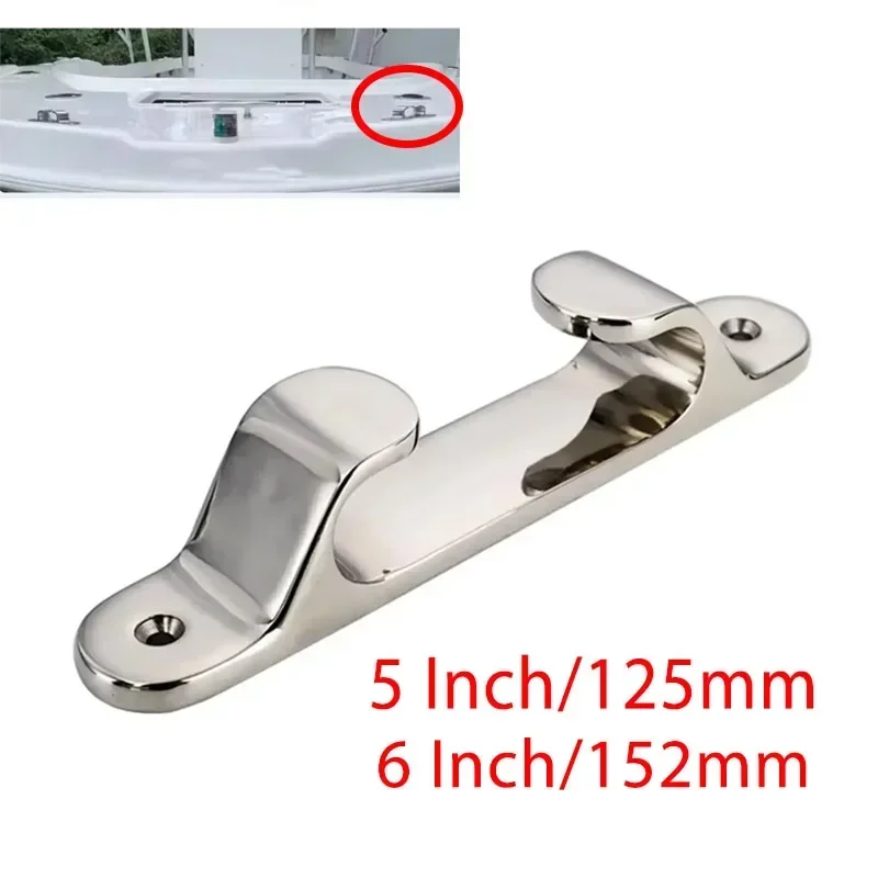 

5/6 Inch 125/152mm Deck Dock Line Boat Rope Cleat Duty Washing Line Cleat Marine Stainless Steel Mirror Polished Smooth to Touch