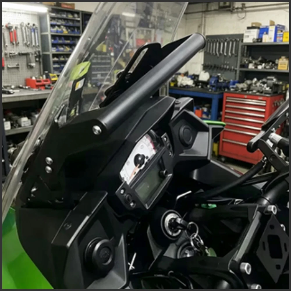 For Kawasaki Versys 650 Versys650 KLE650 KLE 650 2015-2023 Motorcycle Phone GPS Mount Bracket Holder Support Metal Black Kit - Detail 1