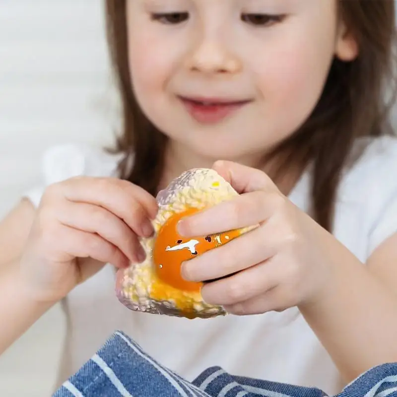 Bola de arroz de huevo para apretar, juguete de simulación de comida, juguete creativo de rebote lento, juguetes antiestrés de silicona para niños y adultos, regalos para aliviar el estrés