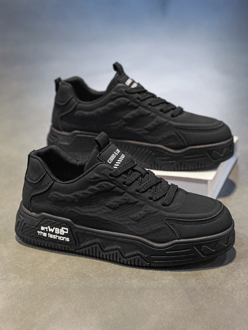 

Men's Fashionable Leather Surface Sport Shoes Soft Bottom Heightening Casual Board Shoes Daily Wear Comfortable Breathable