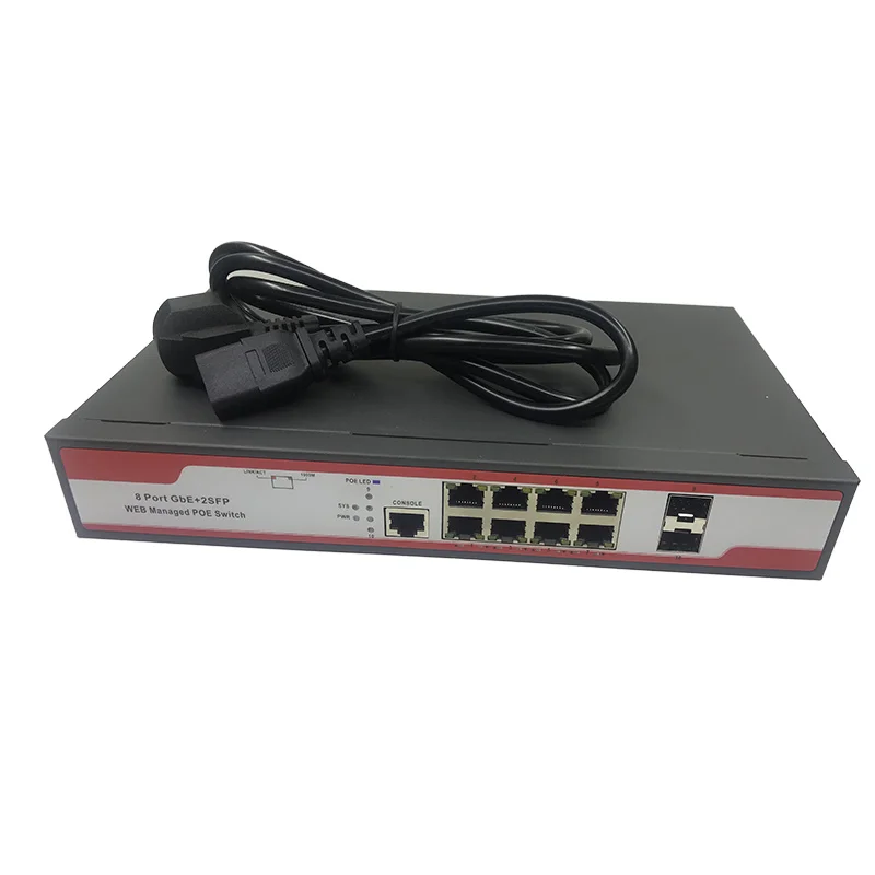 Porta 1000M industrial switch gerenciado POE switch 10 8/100/1000M 2SFP ndustrial grau interruptor VLAN rede 192.168.0.1 web gerenciada