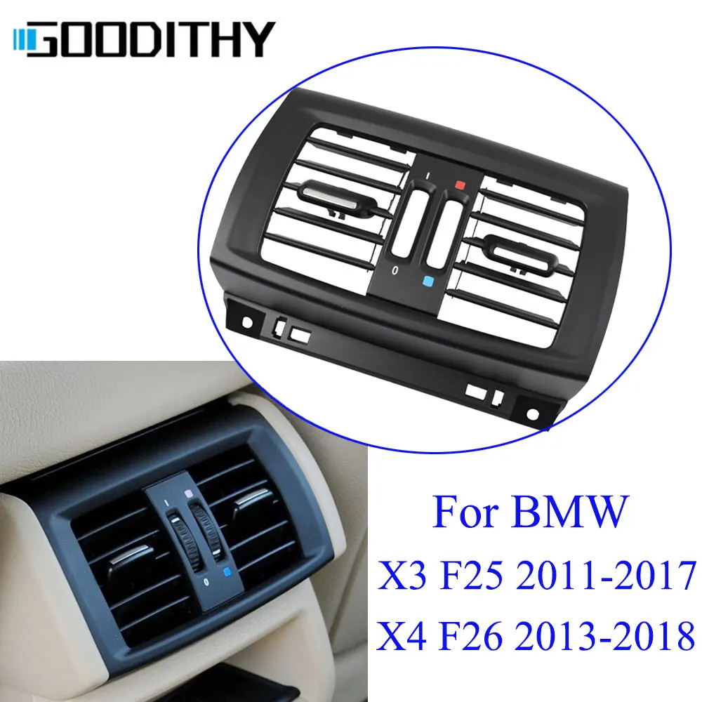 Car Black Rear Air Conditioner AC Vent Grille Outlet Panel Cover Replacement For BMW X3 X4 F25 F26 2011 2012 2013 2014 2015 2016