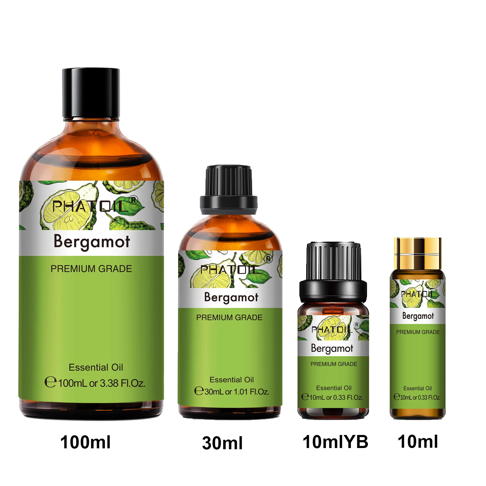 PHATOIL 10ML/30ML/100ML Bergamot Aromatherapy Essential Oil For Diffuser Candle Soap Making Aroma Plant Essential Oils