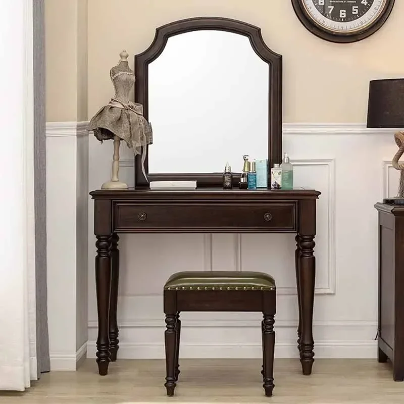

Brown Bedroom Drawers Dresser Eithe Girl Stool Modern Luxury Mirror Dressing Table Storage Makeup Comoda Pra Quarto Furniture