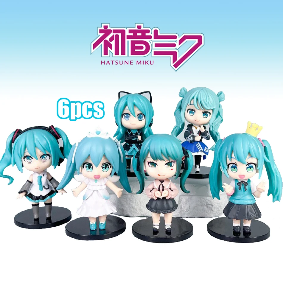 

6pcs/set Anime new hatsune miku figure mini character ornaments kawai hatsune table decoration for home adult toy child gifts
