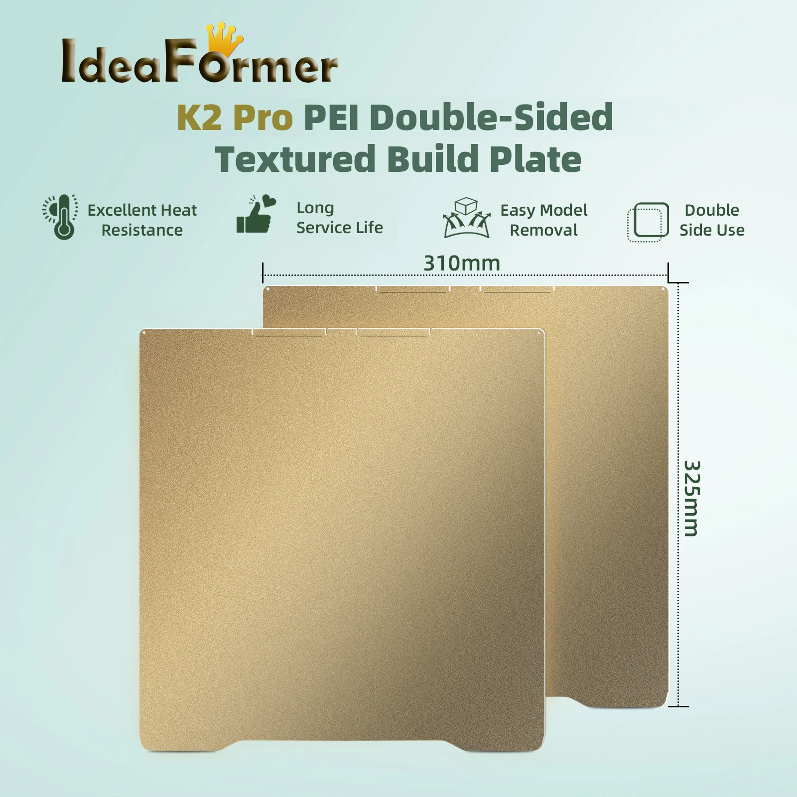 

Текстурированная PEI-пластина K2 Pro для 3D-принтера Creality K2 Pro (310x325), гибкая платформа из пружинной стали для печати