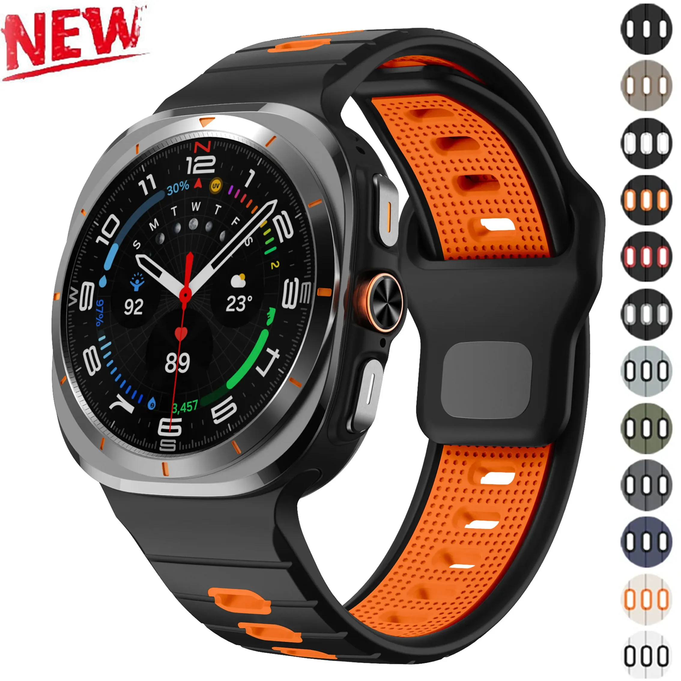 Sport Band For Samsung Galaxy Watch Ultra 47mm Replacement Strap Bracelet For Galaxy Watch Ultra Two Tone Silicone Wristband