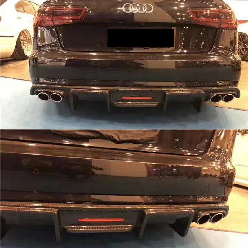 A6 A6L S6 Carbon Fiber Rear Diffuser With Light For Audi A6 2012-2015