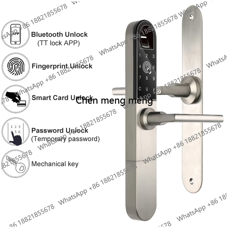 

Электронный дверной замок с функцией разблокировки по отпечатку пальца/смарт-карте/Bluetooth, Wi-Fi, TT lock, управление через приложение на телефоне, безключевой врезной замок R-F918