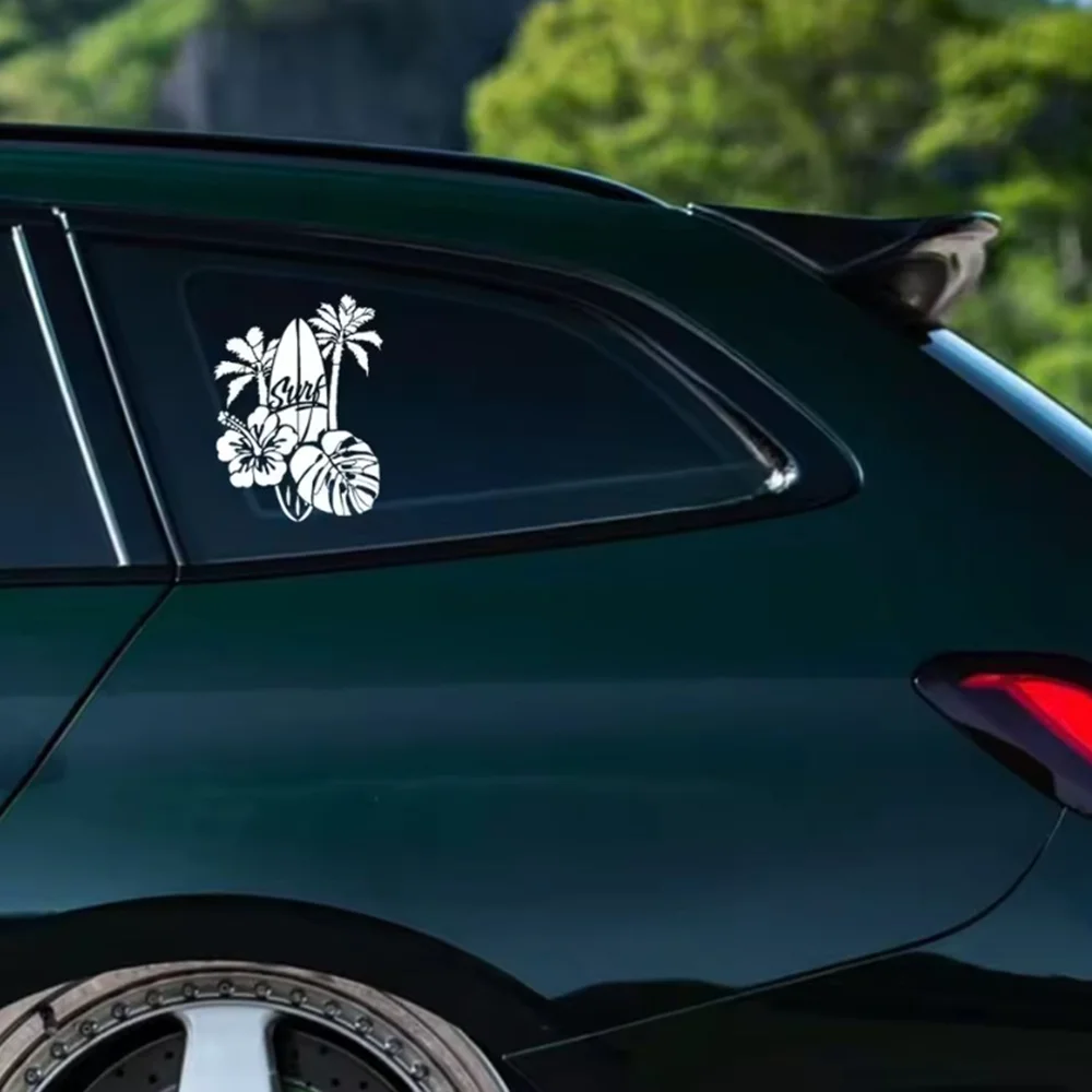 Pegatinas de vinilo para coche de Surf Tropical, calcomanías impermeables para SUV, camión, viajes en la playa, accesorios de decoración para ventana y carrocería de verano