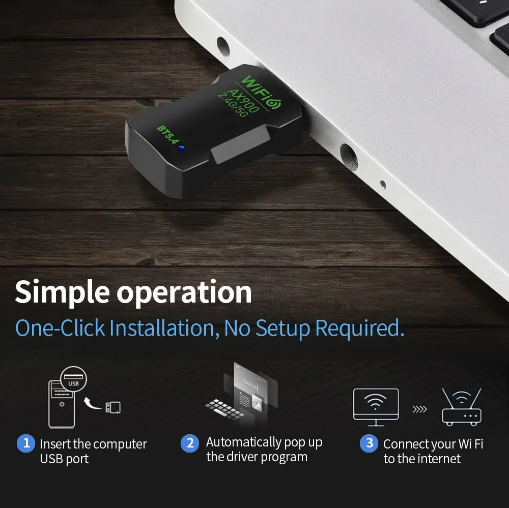 900Mbps WiFi 6 USB 어댑터 2 in 1 Bluetooth 5.4 Wifi 6 네트워크 카드 2.4G 5G 무선 USB 동글 수신기 PC 용 무료 드라이버