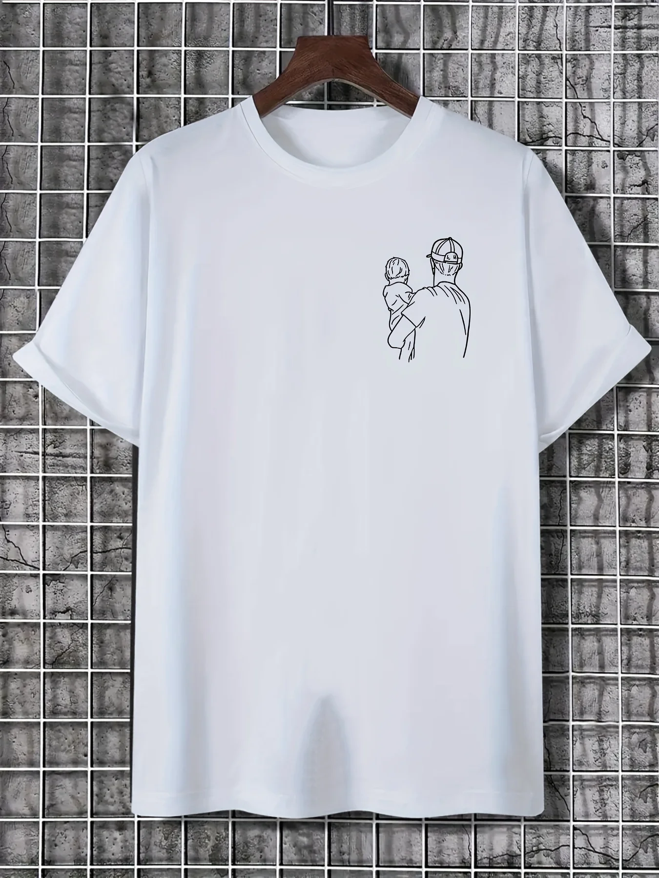 

Классическая мужская футболка с рисунком папы, повседневная футболка из смеси полиэстера с короткими рукавами и круглым вырезом с принтом для отца и молодежи