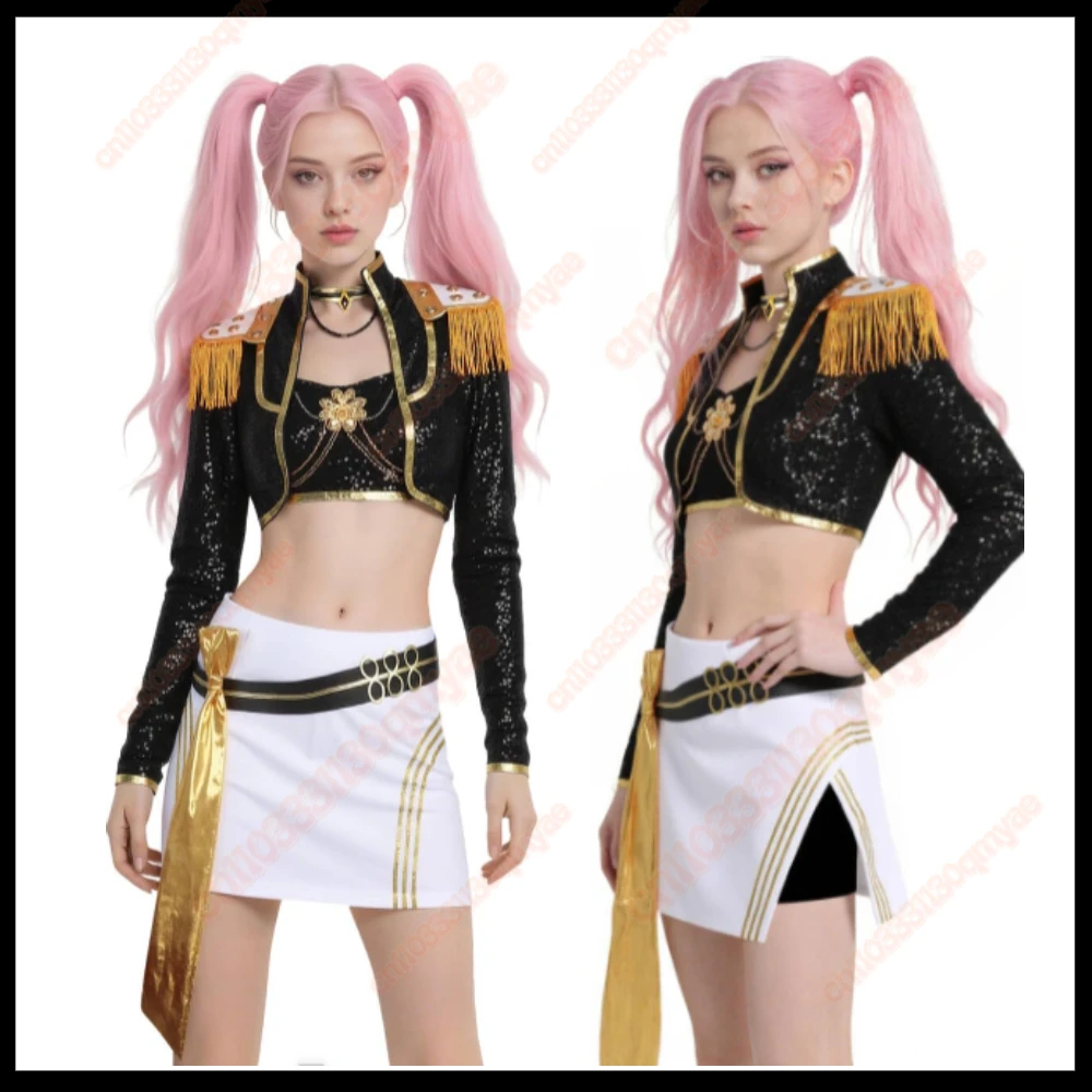 

Mira KPop Fantasia Demon Косплей Костюм для женщин Взрослый наряд демона с пальто Жилет Юбки Пояс Хэллоуин Карнавальный костюм для вечеринки