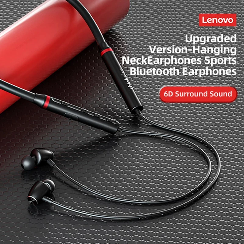 100% Original Lenovo HE05X Bluetooth 5.0 Earphones Waterproof Wireless HIFI Sound Magnetic Neckband Headset 8H Sports Headphones