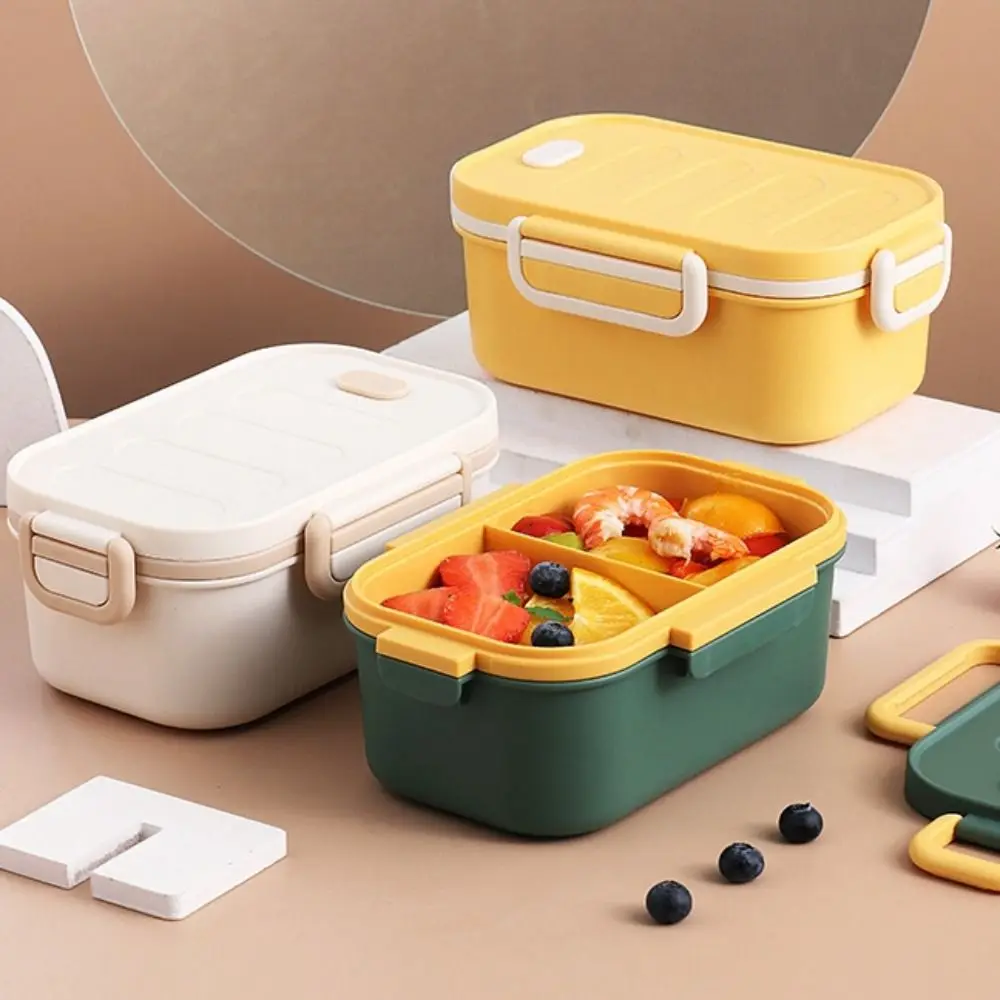 

Двухслойный ланч-бокс с двумя отделениями, портативный разделенный ланч-бокс для микроволновой печи, экологически чистые квадратные контейнеры для хранения еды