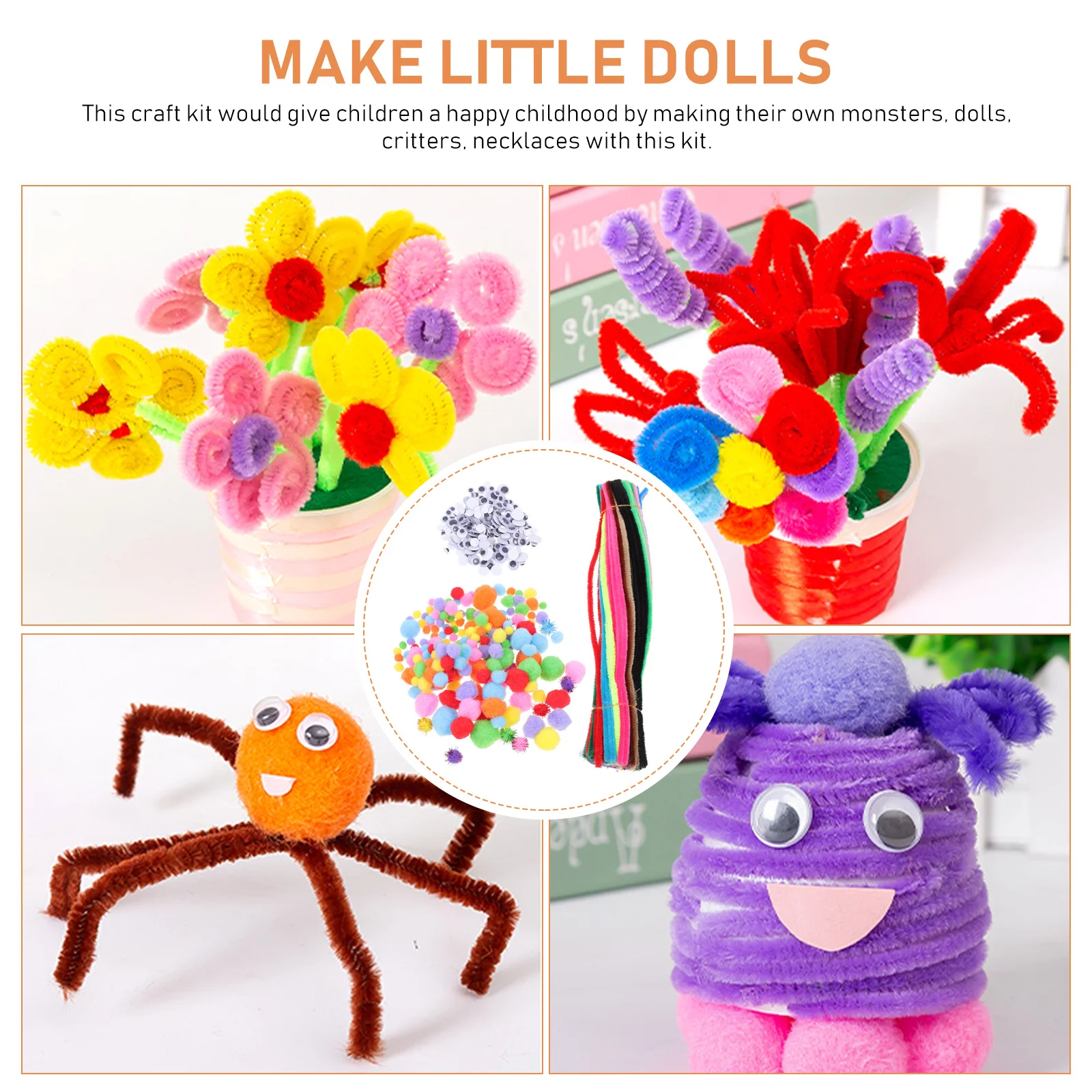 1Set Twisted Sticks Kit Kids Kleurrijke DIY-materialen voor knutselbenodigdheden Creatieve handgemaakte accessoires Educatieve leuke kunst