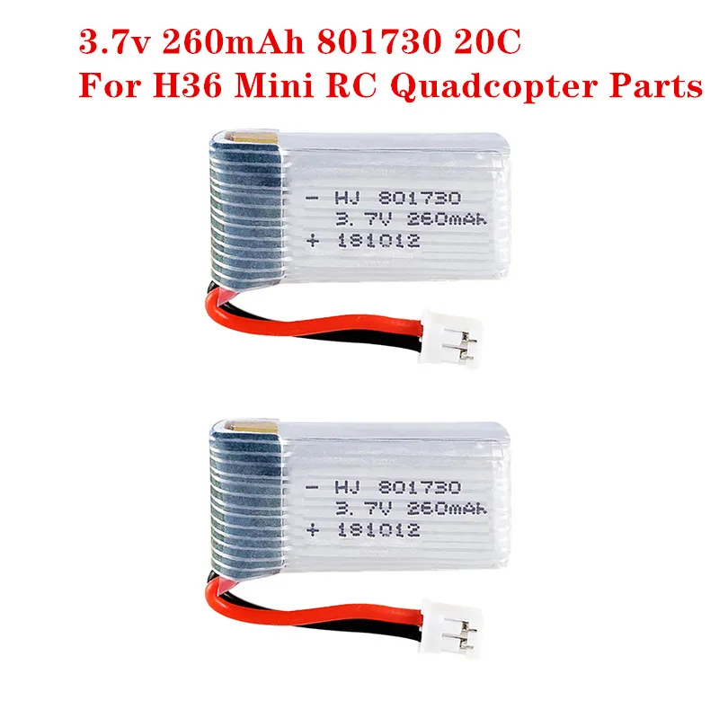 2pcs/lot High Speed 3.7v 260mAh 801730 20C Polymer Lipo Battery For H36 Mini RC Quadcopter Toy Parts And Other Similar Products