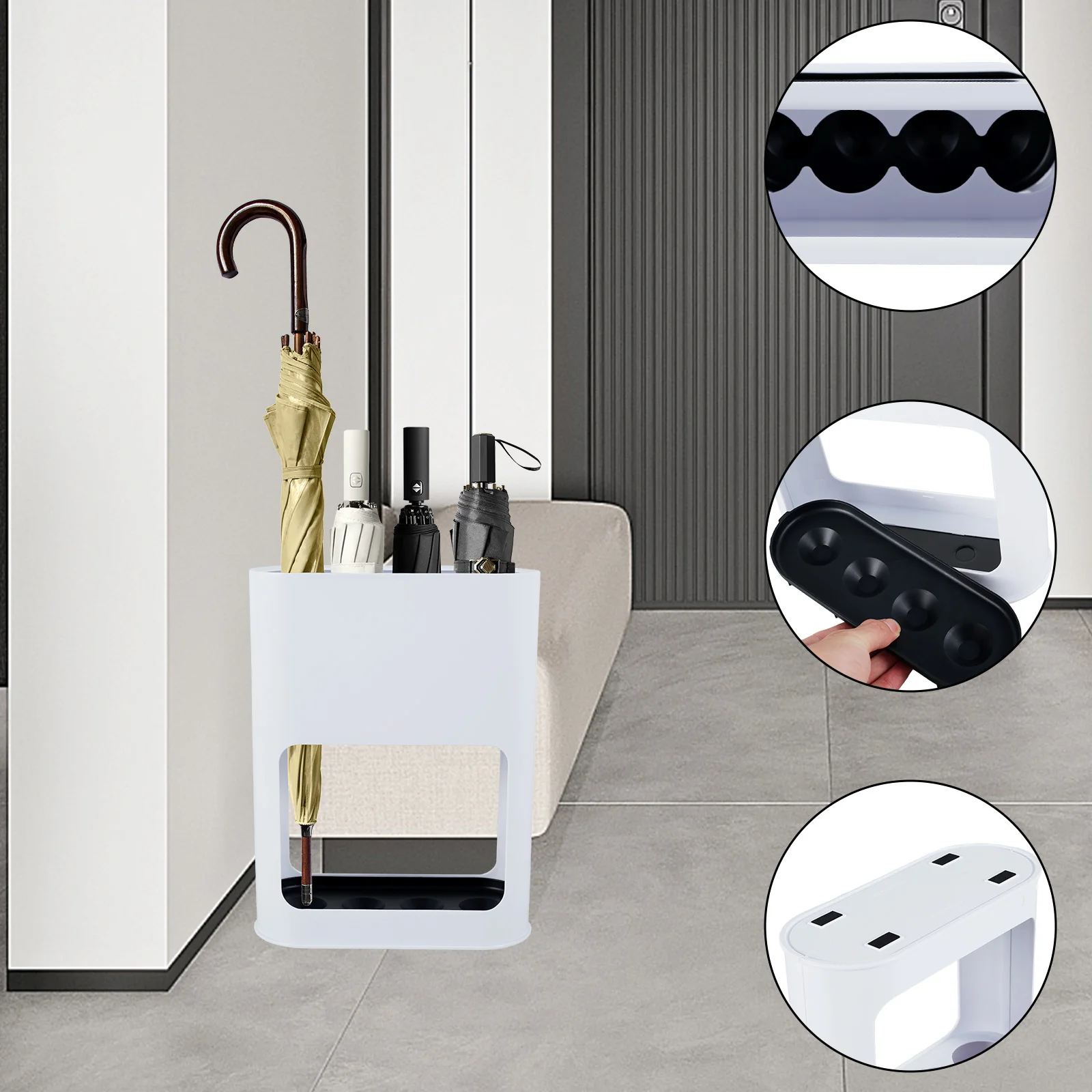 Umbrella Holder Metal Free Standing Umbrella Stand Rack Multipurpose Umbrella Decorative Holder with Removable Drip Tray