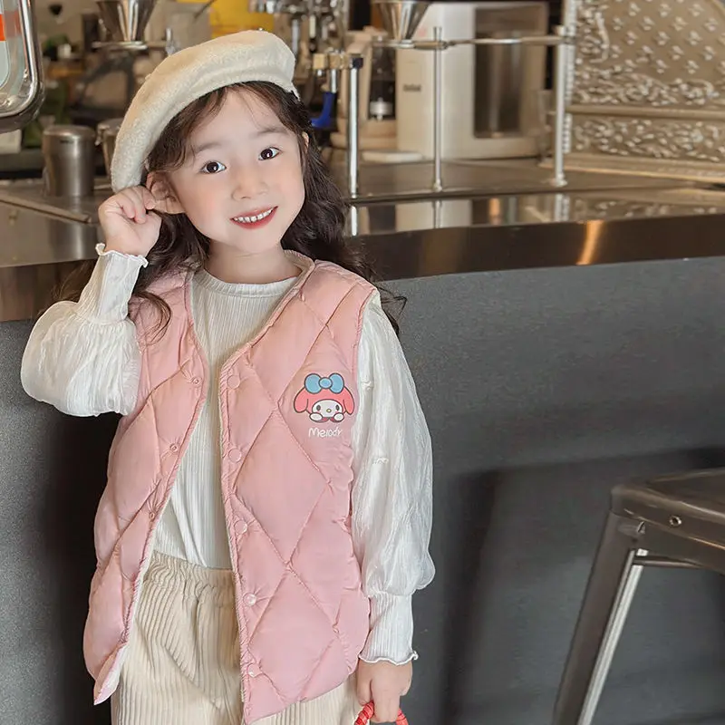

2024New Sanrio Kawaii Anime My Melody Autumn Warm Waistcoat Coat Cute Cartoon Kuromi Cinnamoroll Sweet Lovely Gifts for Girls