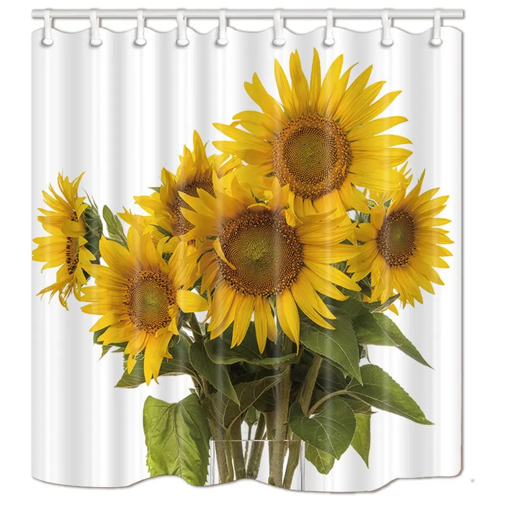 Elegant Chic Sunflowers Shower Curtains for Bathroom Fantastic Sunflower Decoration Bath Curtain Set Floral Waterproof Polyester