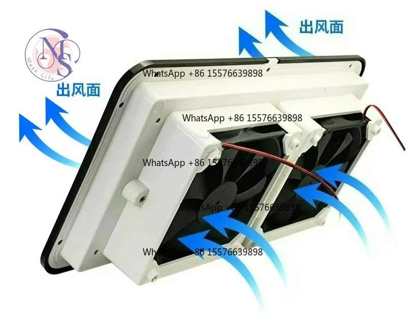 BSF055 RV Side Mount Silent Vent Fan, 1/2/3 Window Type, Refrigerator Cooling Air Louver