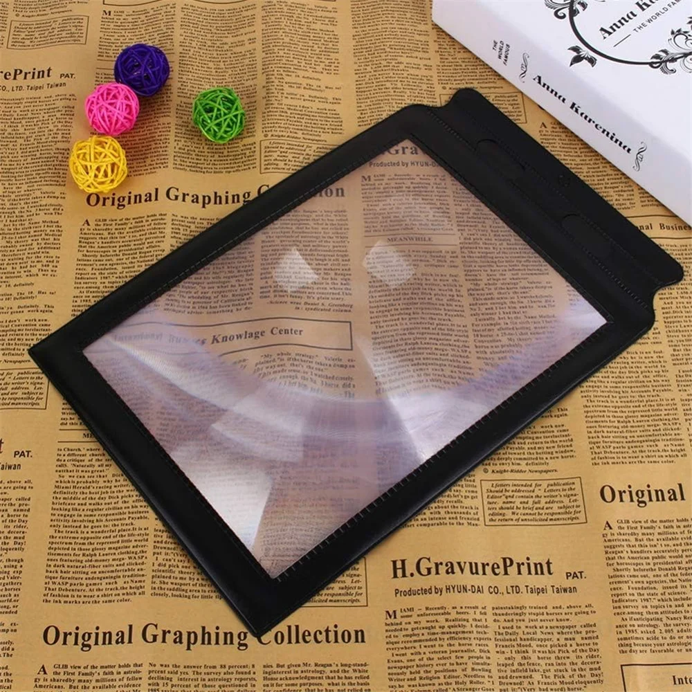 Magnifying Glass Large 3X Magnifier Portable A4 Full Page Size,Distortion-Free for Reading Books, Newspapers,Use as Low