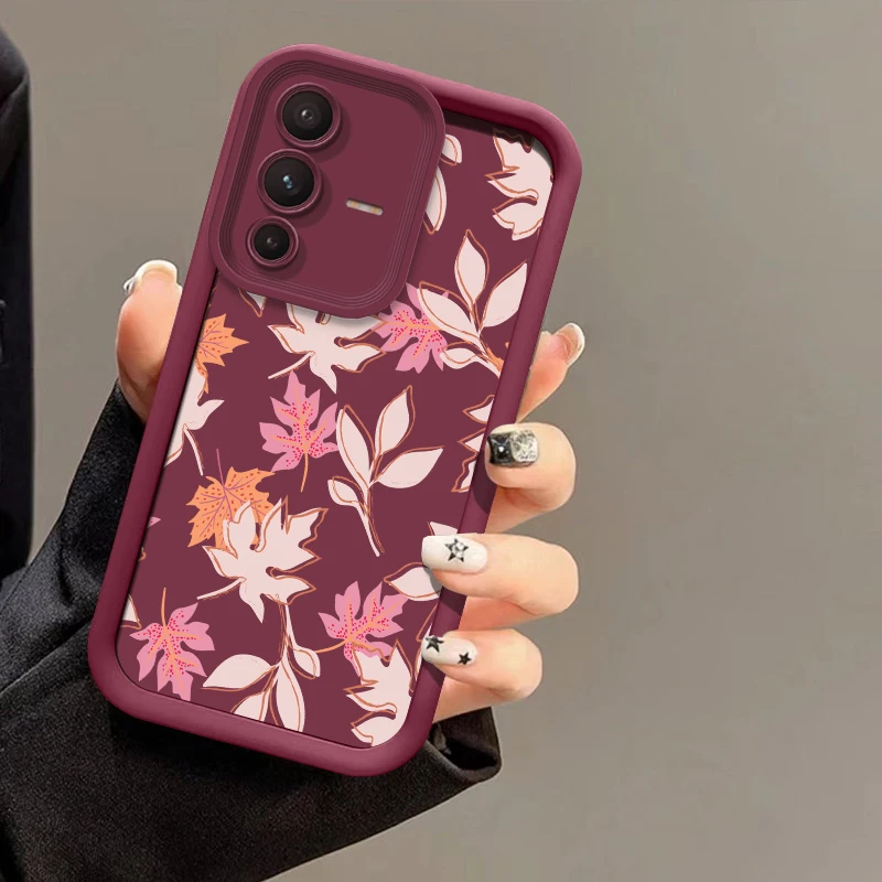Matte Soft Phone Case For Vivo V60 V29E V27 Pro V25E V23E V21 V27 V25 V50 V40 Pro V30 SE V30E Shockproof Flower Pattern Cover