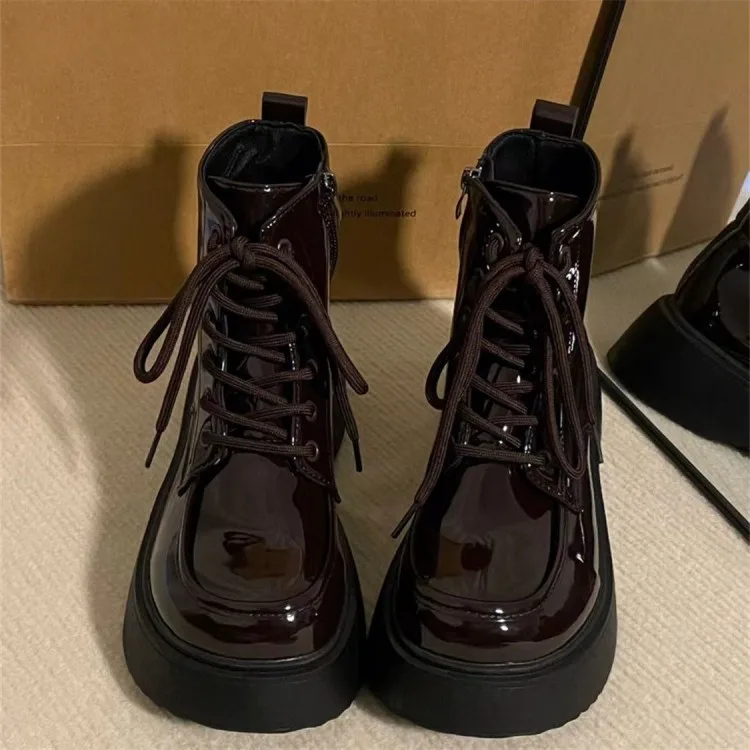 

Retro Short Boots for Women 2025 Spring and Autumn Collection New Ins British Style Thick soled Tall Short Boots