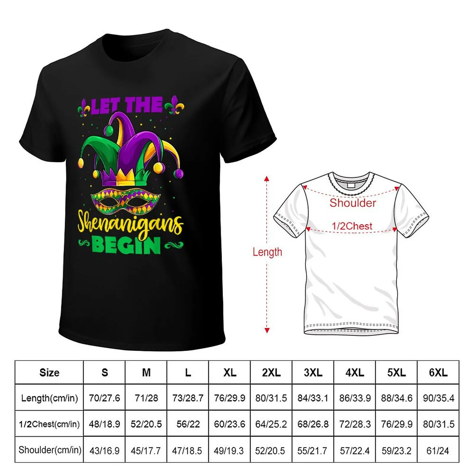 Let The Shenanigans Begin Mardi Gras Kids Men Women T-Shirt Basic Crew Neck Short Sleeve Top