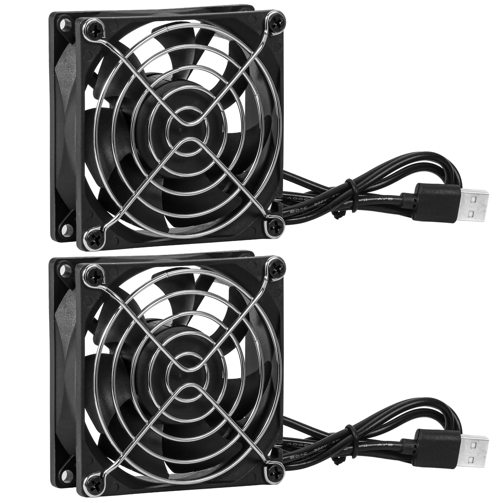 2pcs SXDOOL 80mm DC 5V USB Fan - Perfect for Computer and Router Cooling with Dual Ball Bearings and Strong Airflow 80X80X25mm