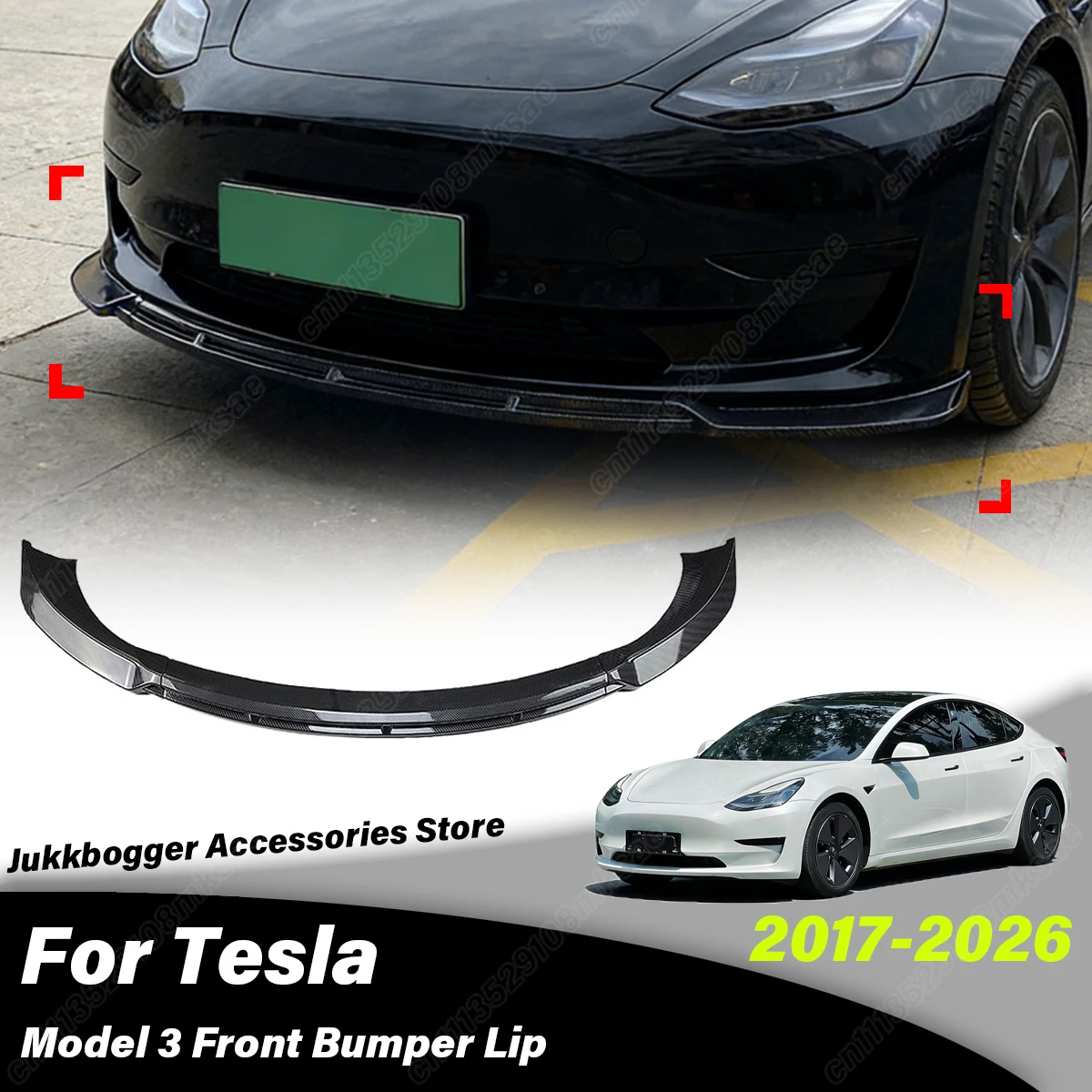 

Для Tesla Model 3 2017-2026: Комплект декоративных защитных накладок на нижнюю часть переднего бампера