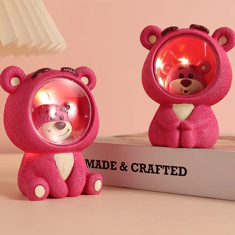 New Purple Strawberry Bear Night Light Office Desktop Decoration Small Ornament Lamp Pacha Dog Star Light Child Birthday Gift