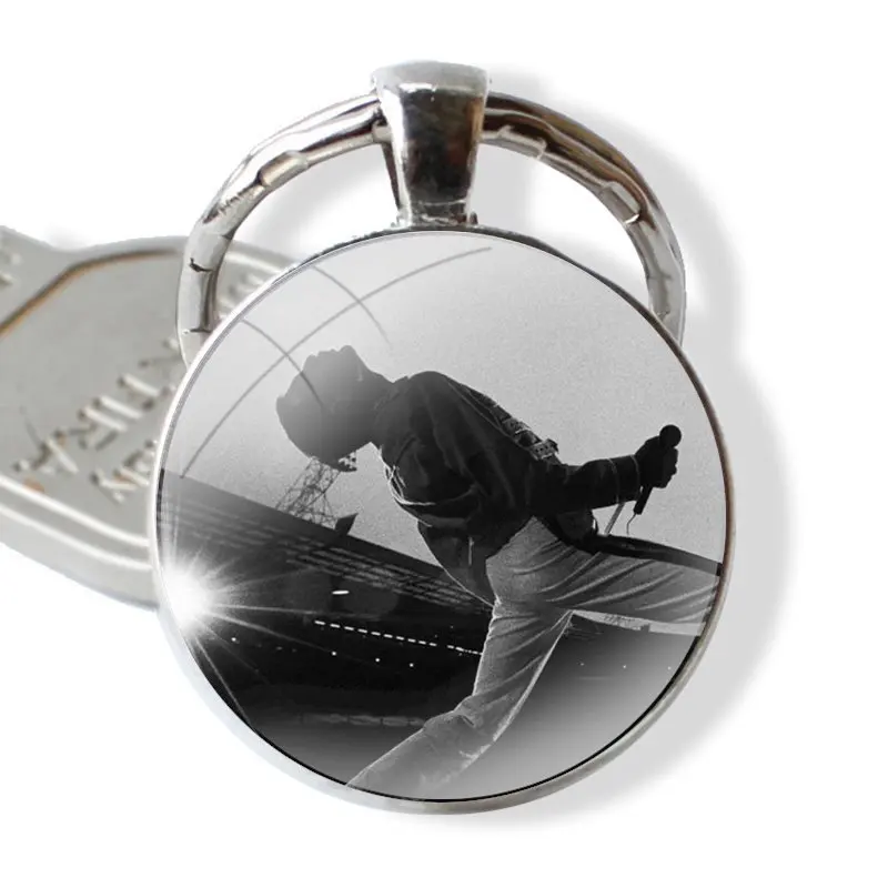 Keychain Handmade Glass Cabochon Key Ring Holder Pendant Key Chains Freddie Mercury Picture