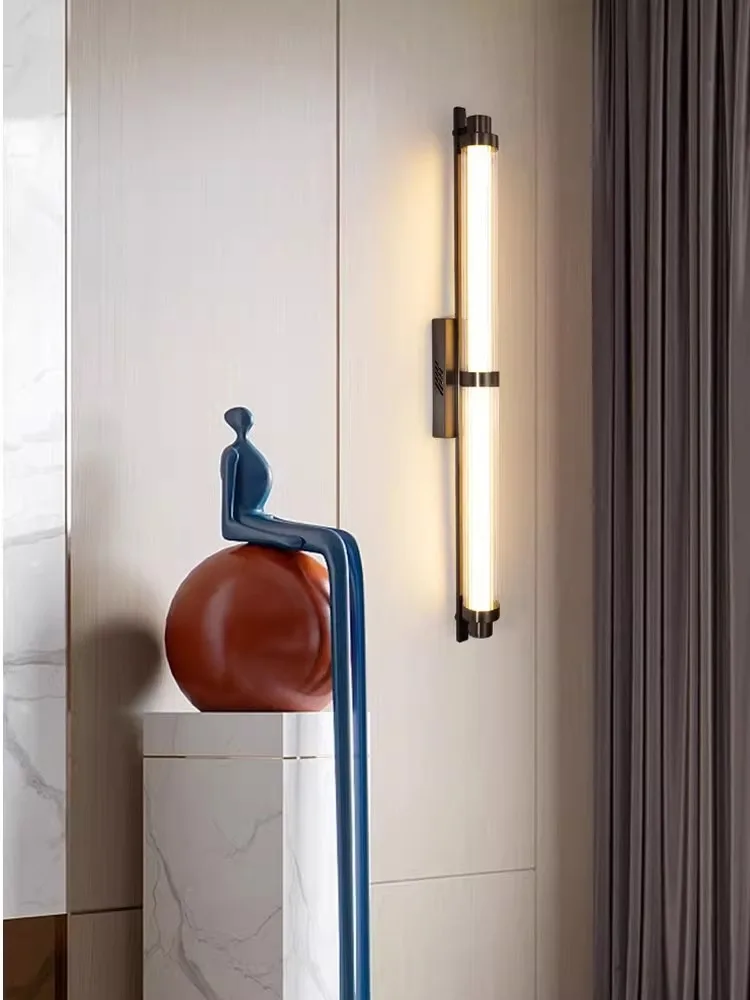 modern led cylinder wall light sconce for Reading room hotel room Alloy Wall Lamp Bedroom Living Room Gold Pipe Wall fixtures