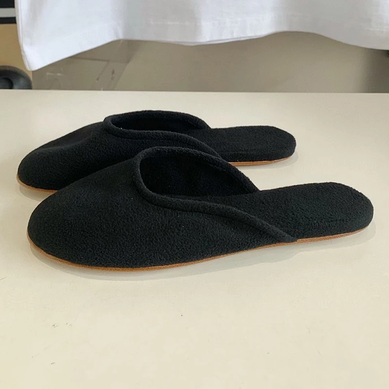 Lazy Mules Spring Autumn Round Toe Cow Suede Women's Flat Bottom Home Comfortable Half Slippers Female Leisure Vacation Shoes
