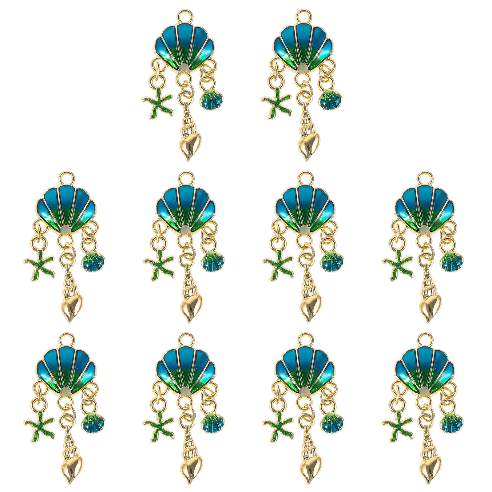 

10pcs Blue Shell Screw Alloy Jewelry DIY Accessories Seashell Charms for Earrings Necklace Pendant Making Crafts Decor