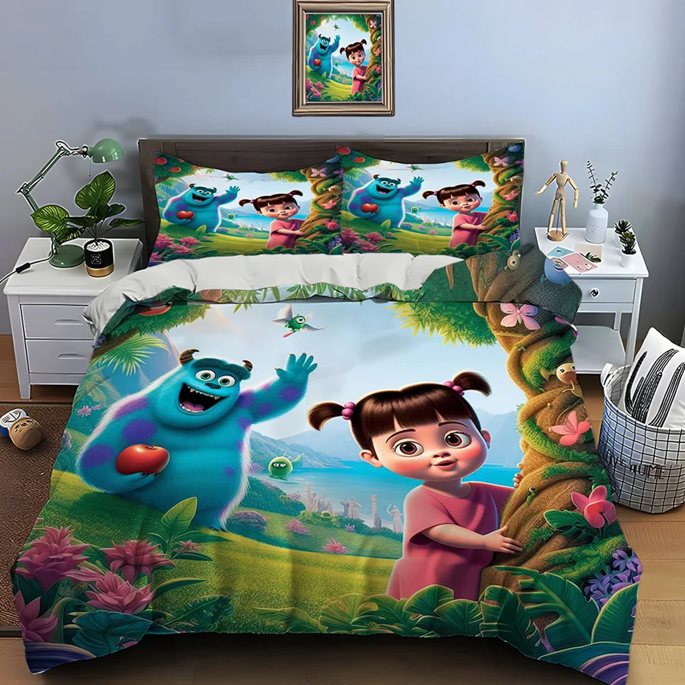 10 Sizes Disney Boo Monsters, Inc. Print Bedding Set 3 Pieces Setting Bed King Size Pillowcase Adult Bed Cover Bedroom Bed Set