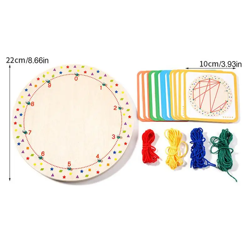 Montessori Educational Wooden Geoboard para meninas pré-escolares, brinquedos de enrolamento de rosca, habilidades motoras finas