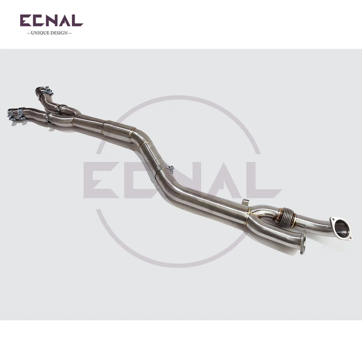 Ecnal Exhaust for 2021+ Bmw g80 g82 m3 m4 s58 3.0T Integrated SS304 89mm Single Tube Midpipe Exhaust X-pipe with Resonator