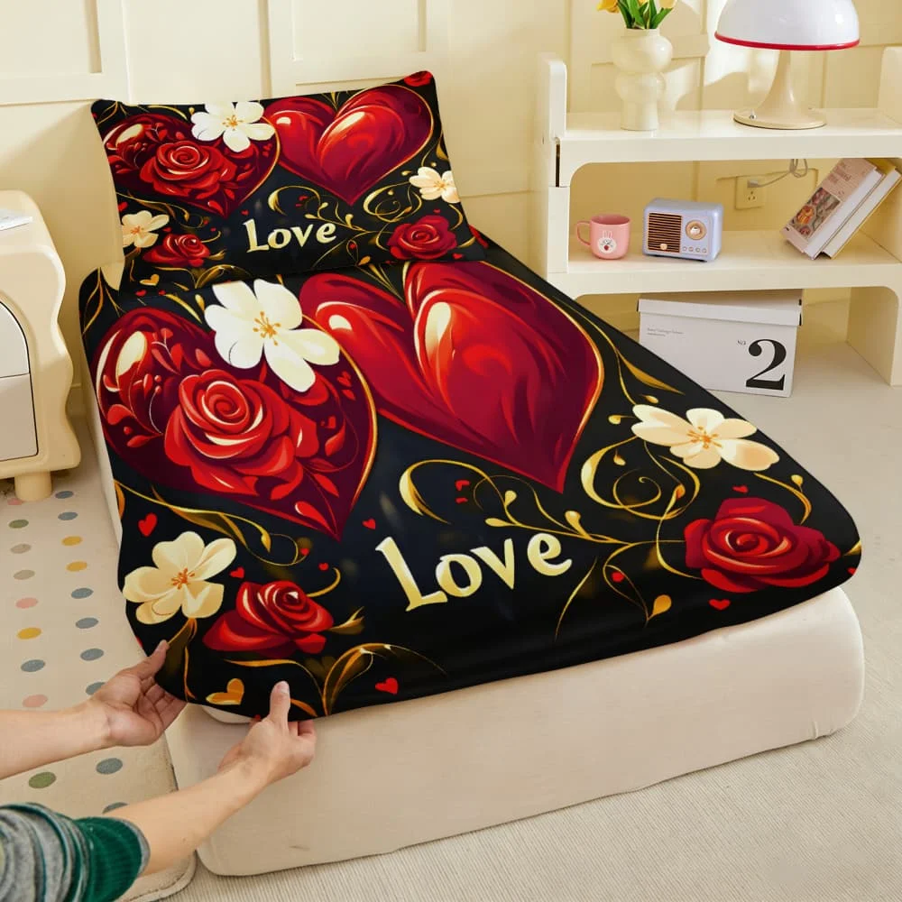 1pc Red Hearts & Roses with 