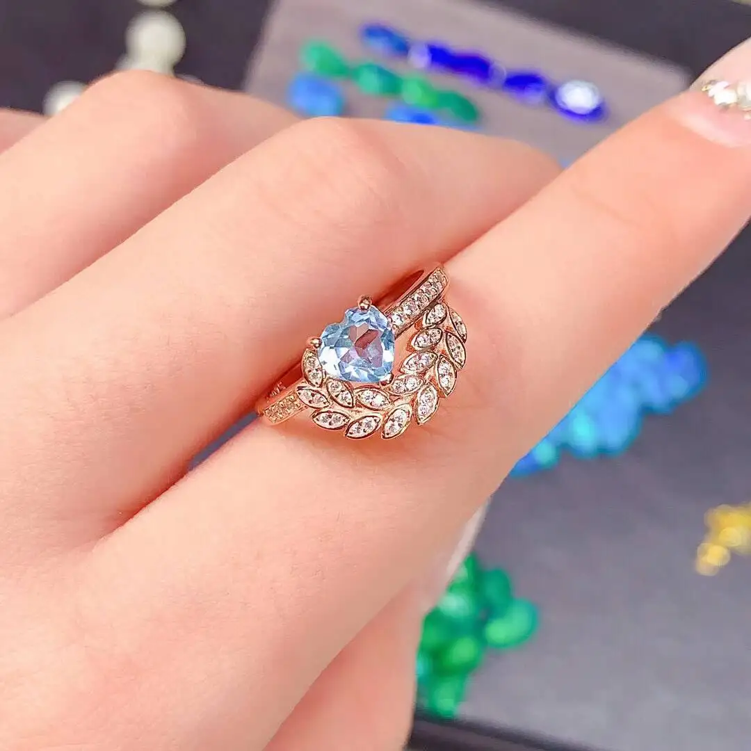 KJJEAXCMY New style Jewelry Natural Women's Topaz ring 925 silver inlay Colorful and splendid Crystal pure fire flash explosion