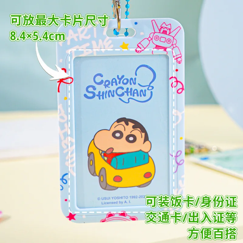 Cartoon Shin-chan Card Holder Keychain Anime Kawaii Transportation Access Control Meal Card Anti-lost Bag Accessories Keychain