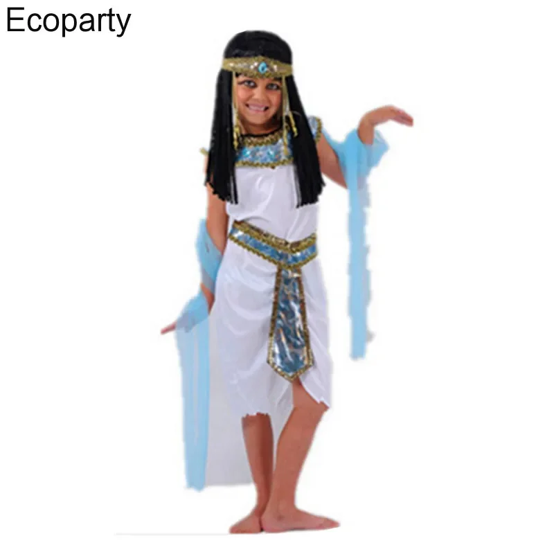 Ancient Egypt Cosplay Costumes Halloween Party Children\'s Stage Performance Clothes Girl Princess Dress Boy Egyptian Pharaoh Wig
