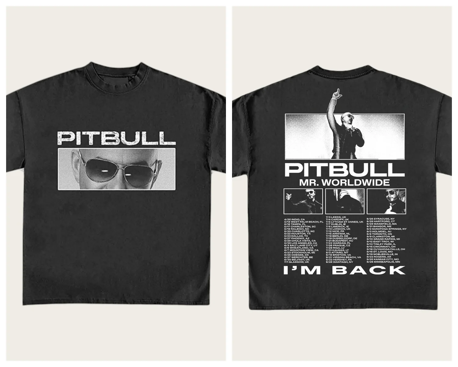 2026 Pitbull I'm Back Nordamerika-Tour T-Shirt für Herren und Damen Sommer 100% Baumwolle Kleidung Mode Hochwertig Kurzärmeliges Oberteil – Detail 2