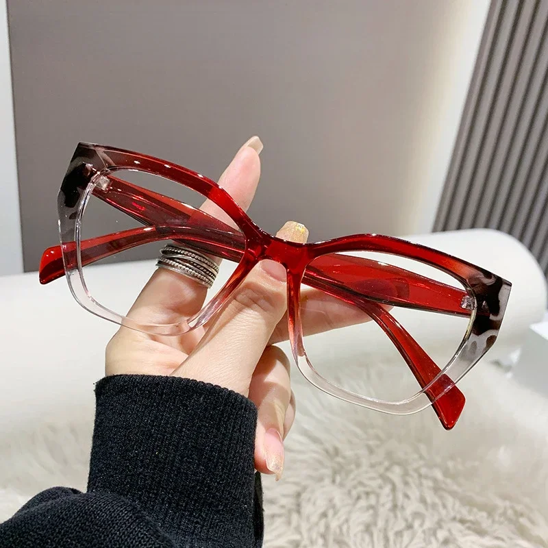 Очки 2024 New Cat Eye Plain Glasses Frame Women's Fashion PC Eyewear Frame Flat Glasses Luxury Anti Blue Light Optical Glasses