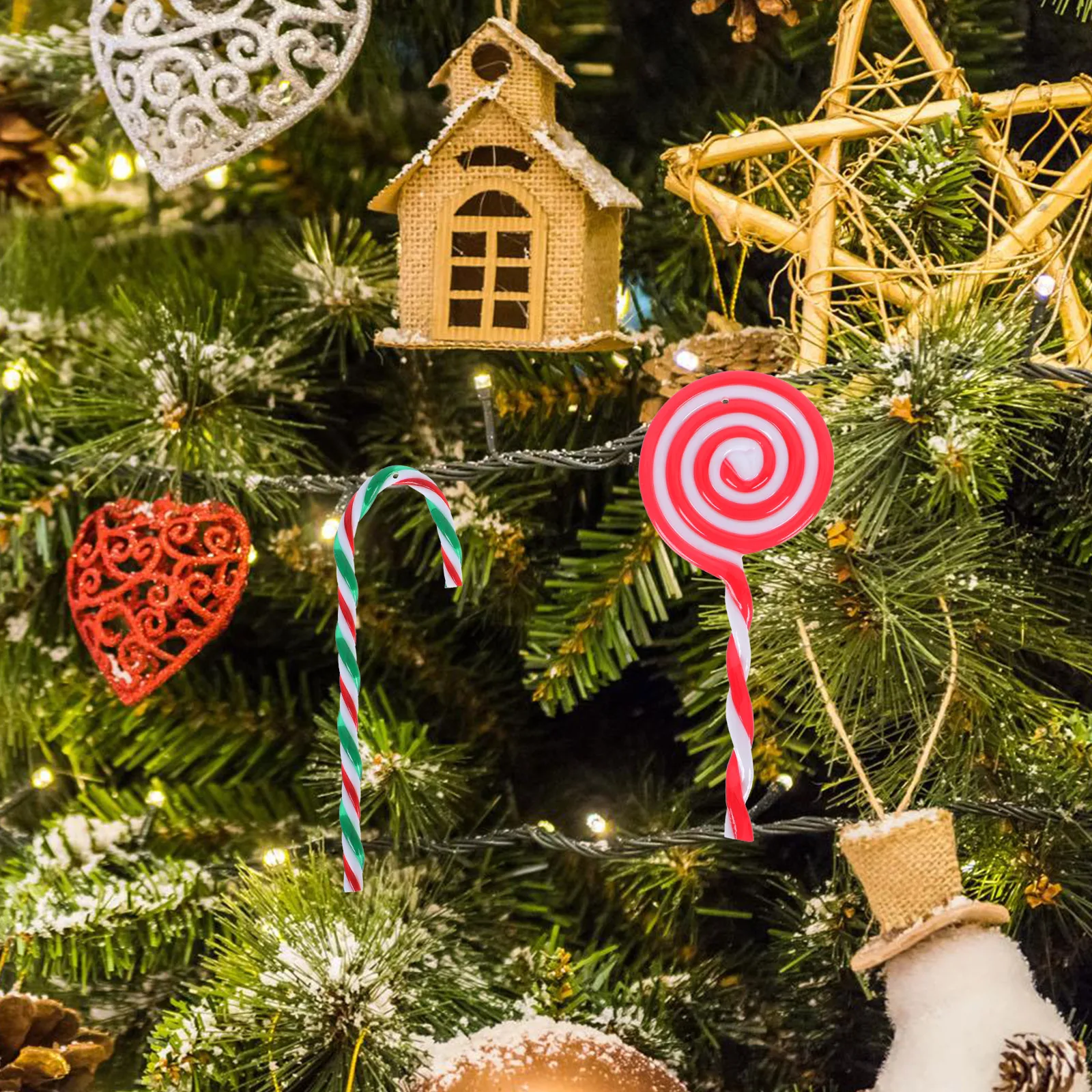 

30 Pcs Christmas Decoration Tree Pendant Lollipop Scene Hanging Adornment Xmas naments Acrylic Material Indoor Outdoor Decor