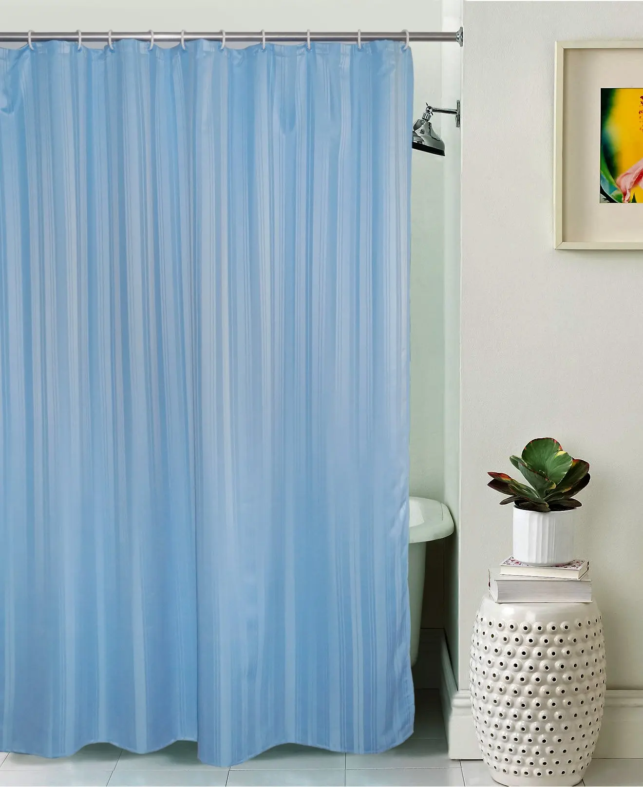 Shower Curtain with Hanging Ring Polyester Fabric Extra Long 72 x 96 Inch, Shower Curtains for Spa Hotel Bathroom